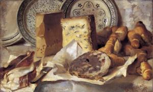 Cesare Tallone, Still-life with Cheese, 1887